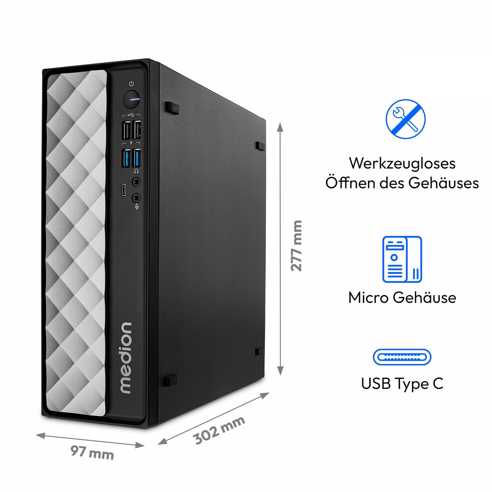 Мини ПК MEDION T80 (Intel Core i7-12650H, 16GB DDR4 RAM, 512GB SSD, Intel UHD, WLAN, Win 11 Home), фото №1