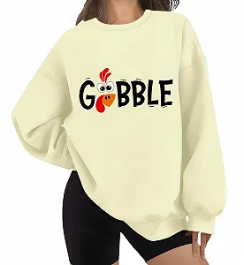 Свитшот Gobble Thanksgiving, Gobble, Рубашка Gobble Turkey, Графический принт с индейкой, Свитшоты на День Благодарения - Фото 1
