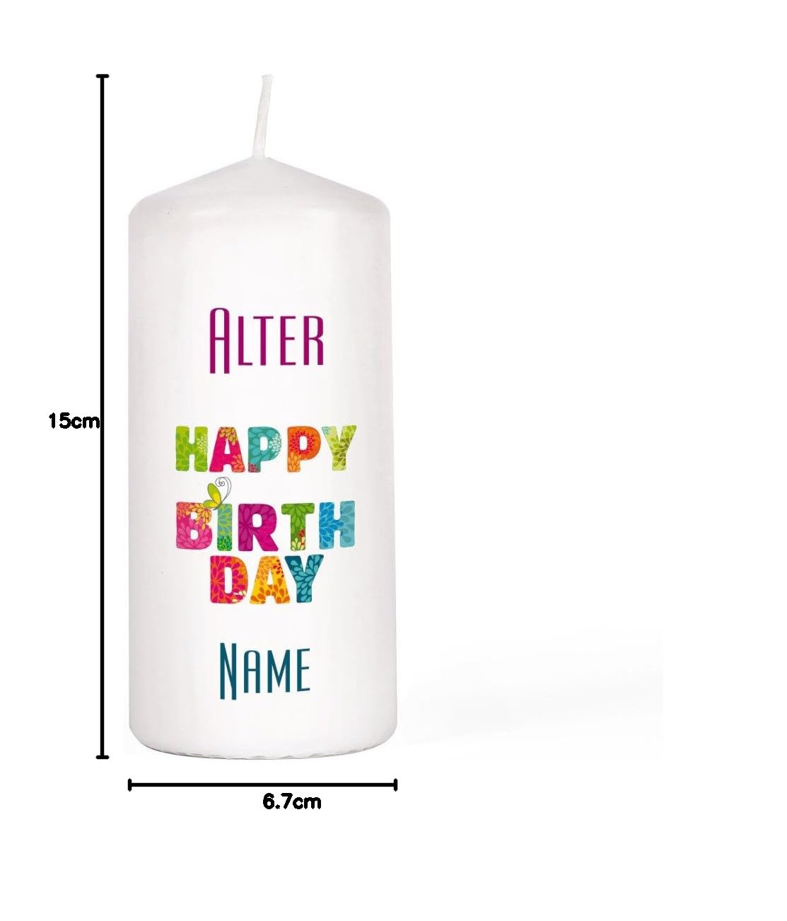 Свеча Herz & Heim® Birthday Pillar с выбором имени и возраста 150/67 мм Время горения 45 часов белый, фото №3 Свеча Herz & Heim® Birthday Pillar с выбором имени и возраста 150/67 мм Время горения 45 часов белый, фото №3