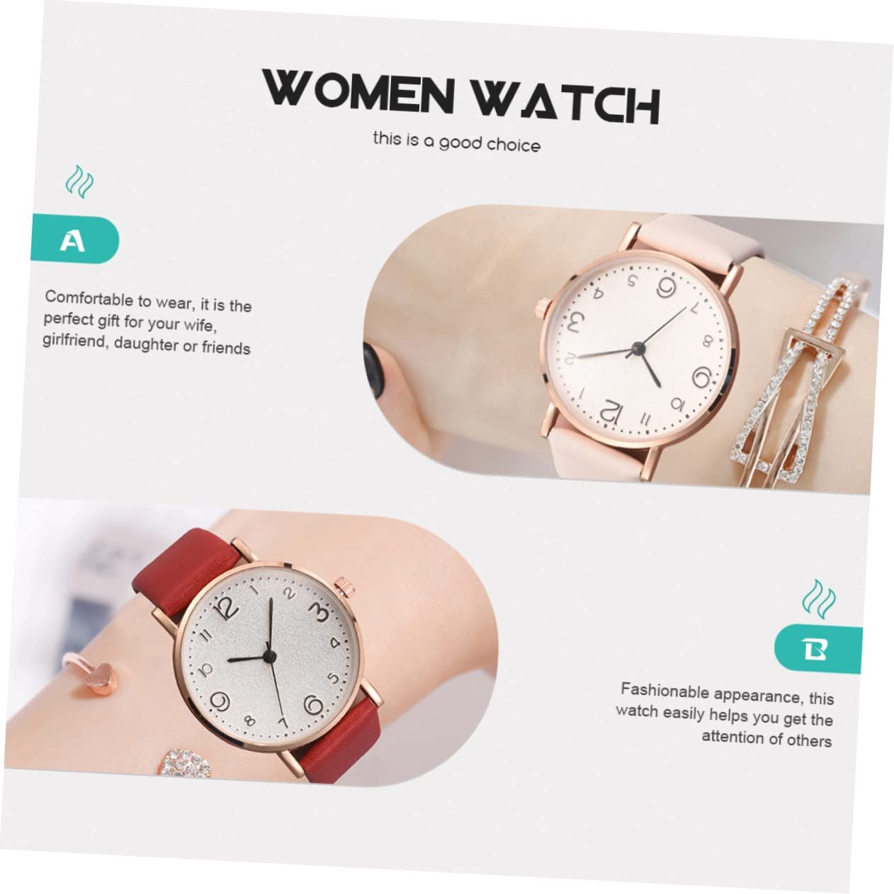 Часы LIFKOME Кварцевые Красный Бежевый, фото №4