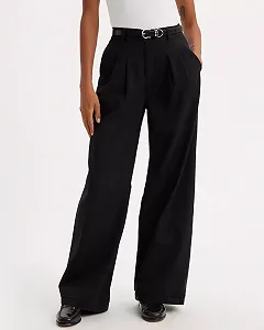 Женские брюки Levis - Pleated Wideleg Trouser Caviar - 27 34 synthetic.ua - Фото 1