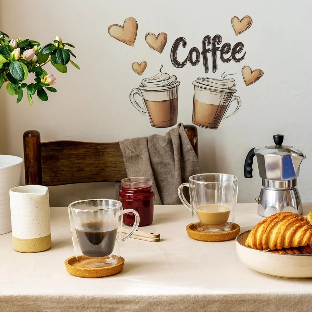 Наклейка на стену HGDESIGN Coffee Pot Coffee Cup Coffee Time Heart (D), фото №4