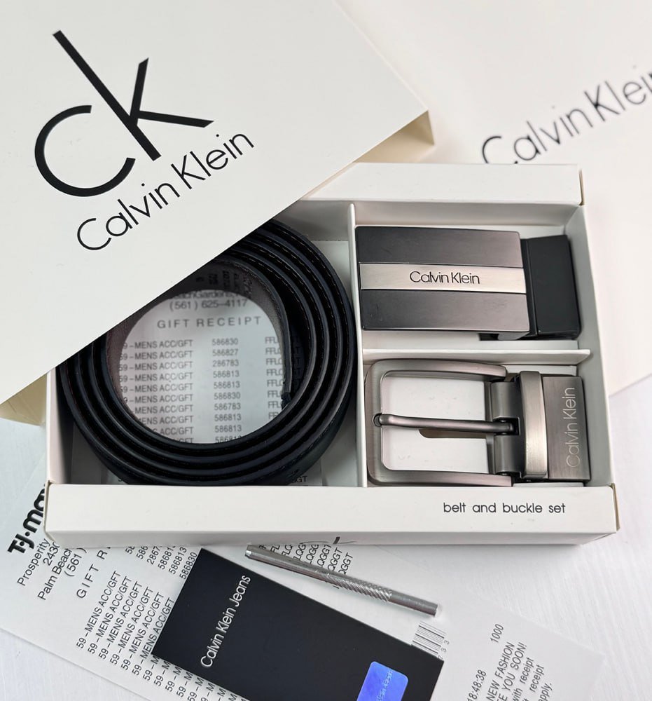 Ремінь Calvin Klein подарунковий набір шкіряний з двома пряжками, фото №2