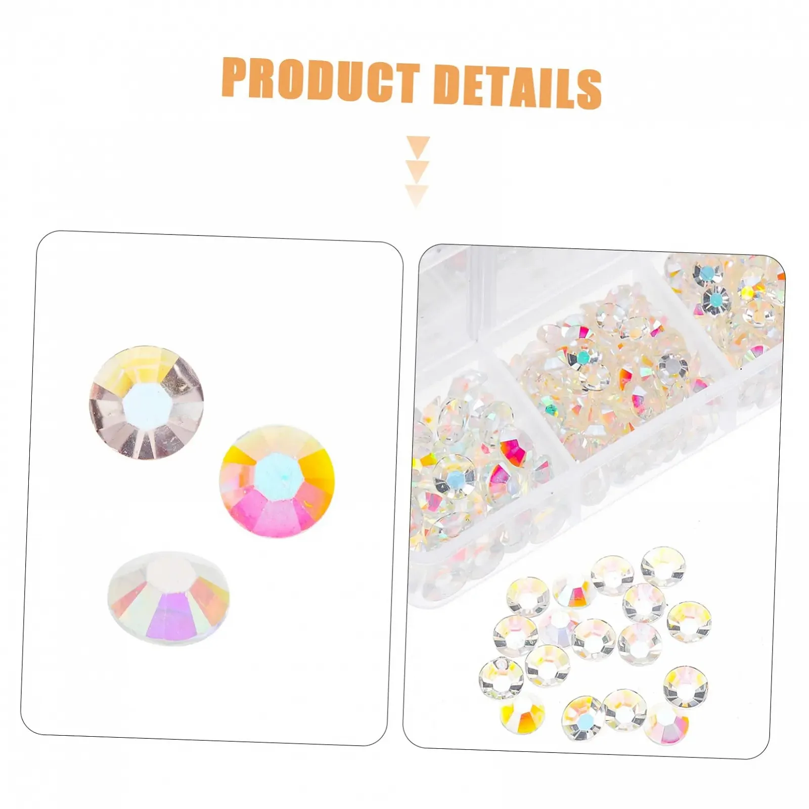 Стрази для нігтів Healeved Смола Плоске Дно Різні форми Білий, 5 коробок, фото №9