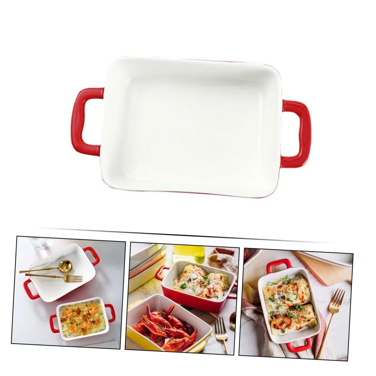 Форма для запекания IMIKEYA керамическая с двойной ручкой Красная, фото №3