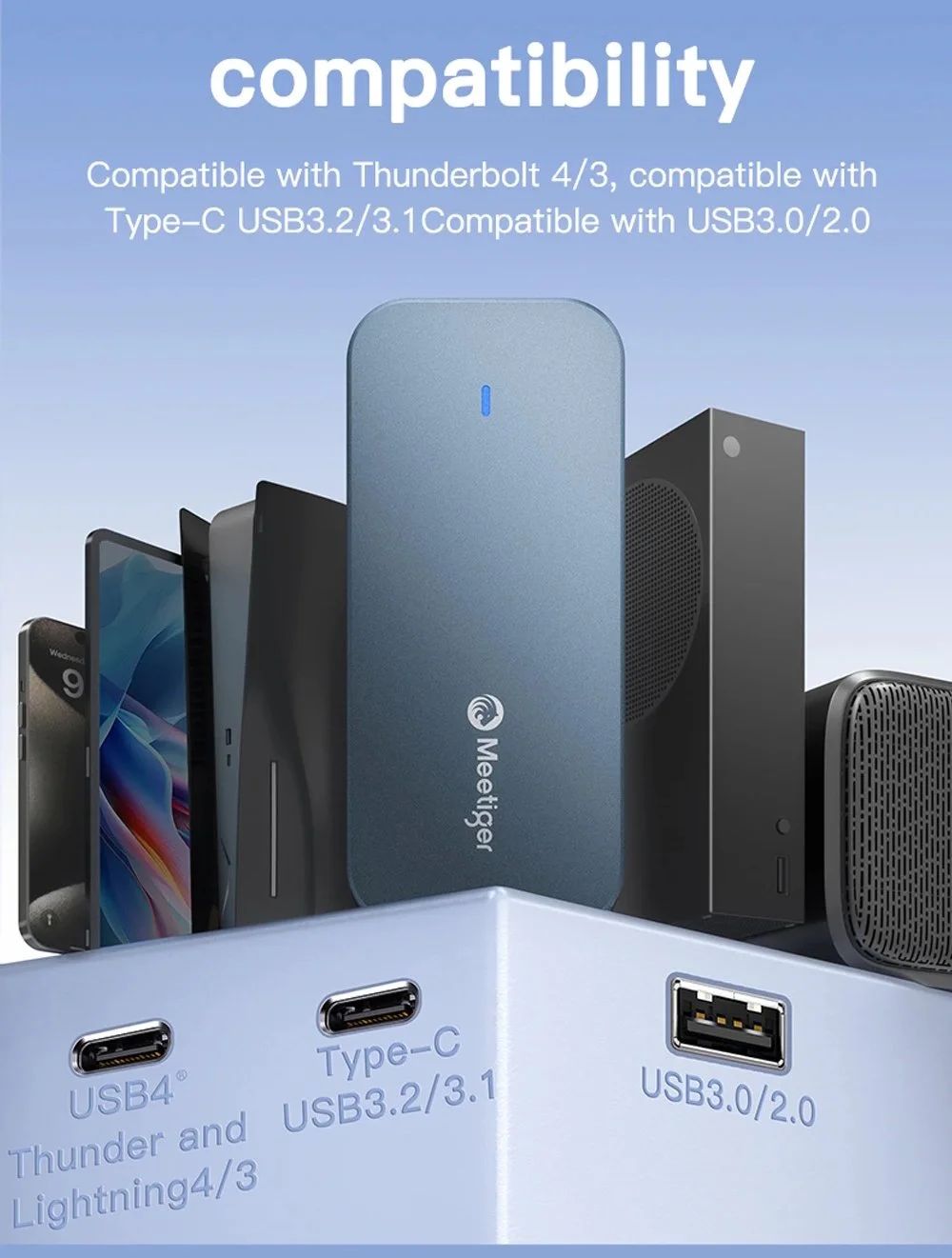 Зовнішній адаптер Meetiger PNU4-SE 40Gbps M.2 NVMe SSD to USB4, фото №13