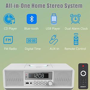 Компактне радіо з CD-програвачем, FM-радіо, з Bluetooth, USB, MP3, AUX, цифровий подвійний будильник, відтворення CD-R/CD-RW/MP3/WMA synthetic.ua - Фото 1