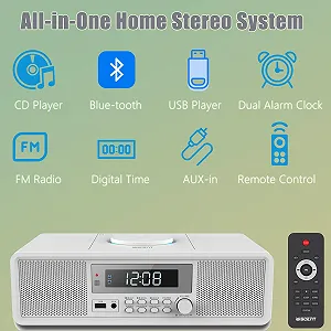 Компактне радіо з CD-програвачем, FM-радіо, з Bluetooth, USB, MP3, AUX, цифровий подвійний будильник, відтворення CD-R/CD-RW/MP3/WMA synthetic.ua - Фото 1