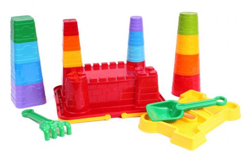 Песочный набор Крепость 14 пасочек грабельки и лопатка [tsi38343-TSI], фото №1