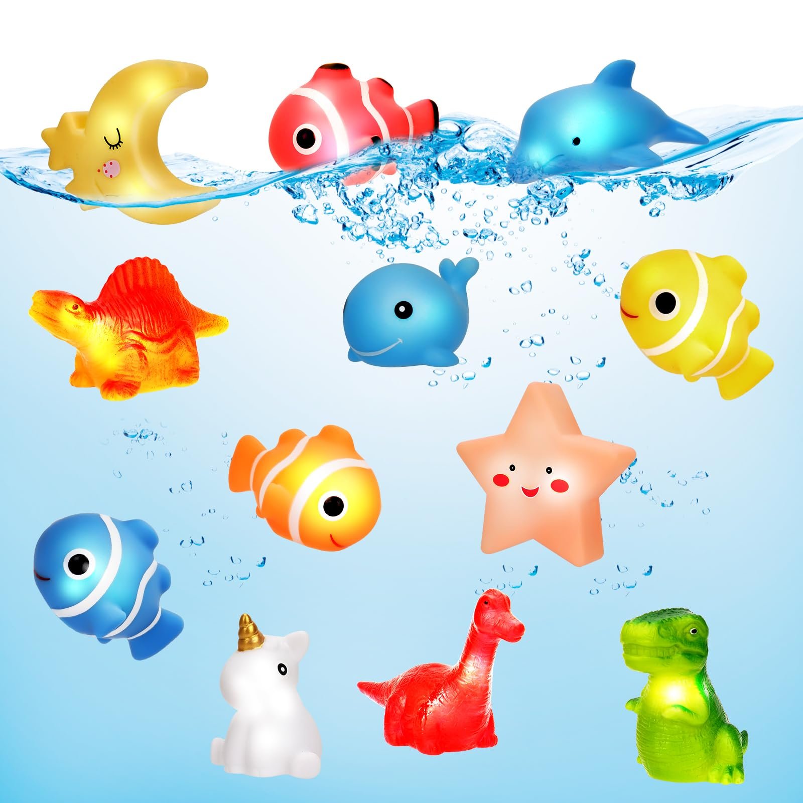 Іграшка для ванни Світлодіодна Тваринка, Набір 12 штук, фото №7