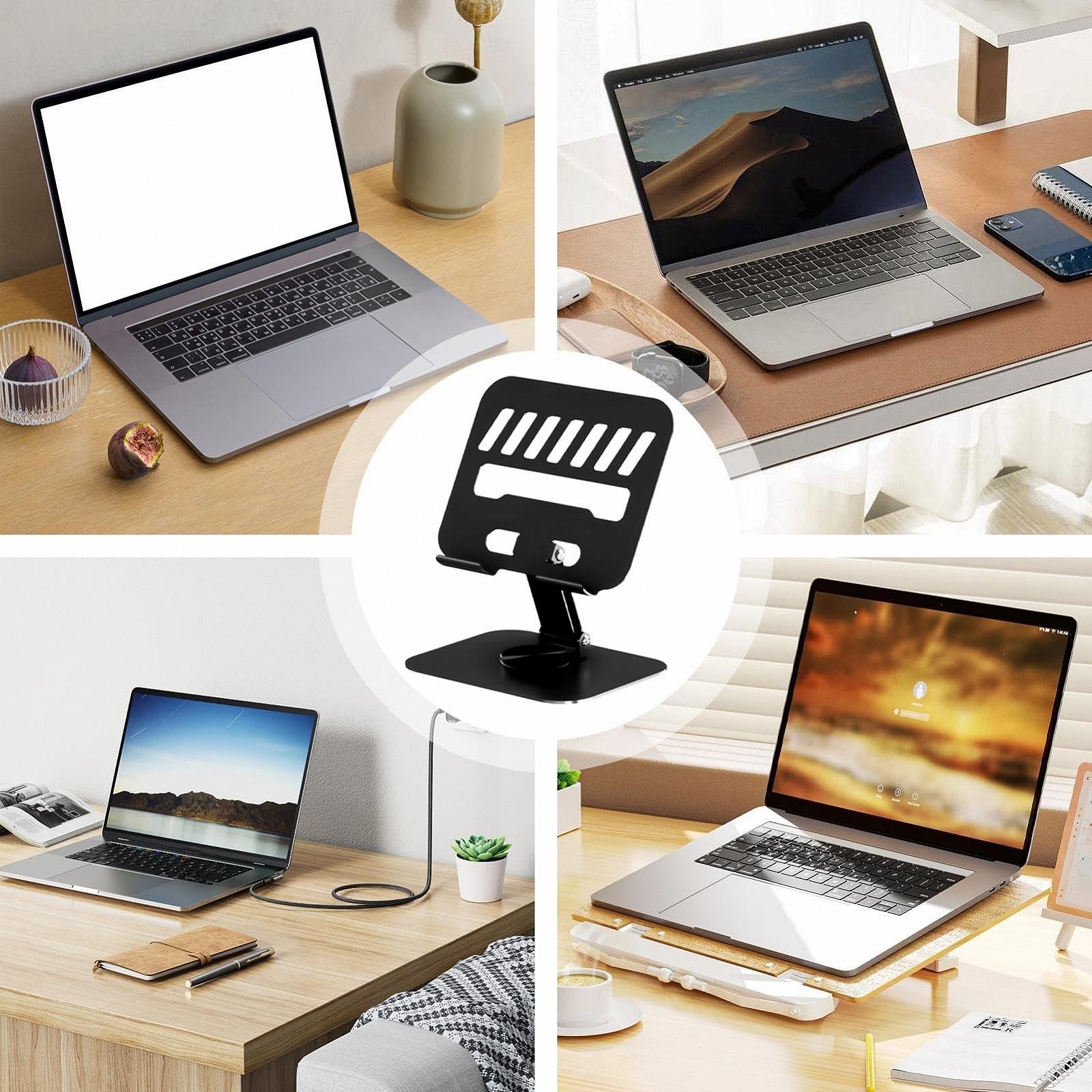 Підставка для планшета на стіл з основою, що обертається на 360 градусів. Регульована по висоті, фото №3