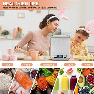 Цифрові кухонні ваги 10 kg 1 g Tare LCD Stainless Steel Silver synthetic.ua - Фото 1