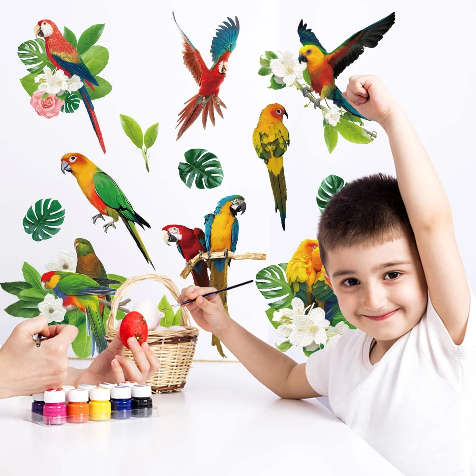 Наклейка на стіну SUPERDANT Папуги та тропічні рослини 90 x 29 см Вініл, фото №3