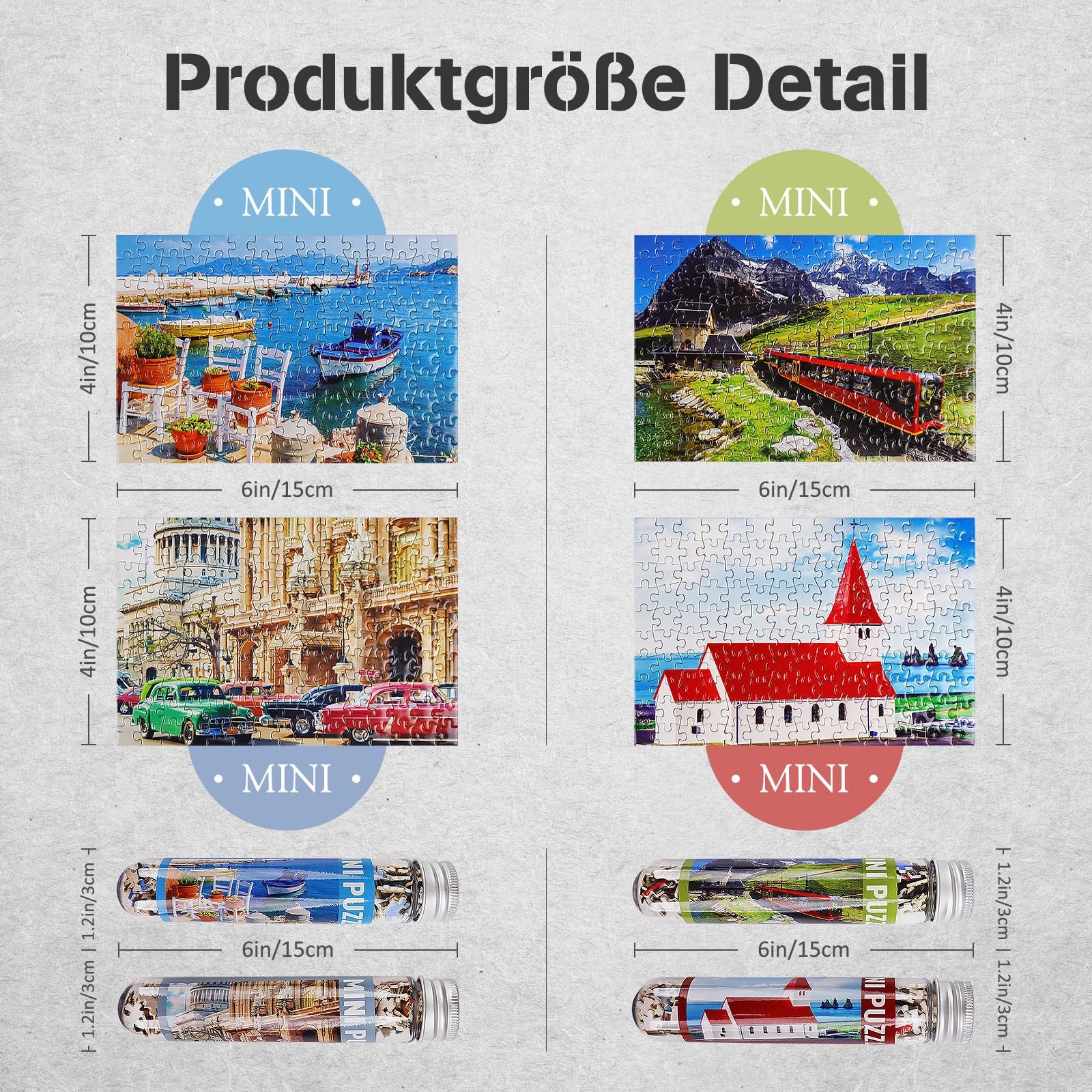 Набір міні-пазлів MISITU Church Train Port 4 шт. по 150 елементів для дорослих, фото №2