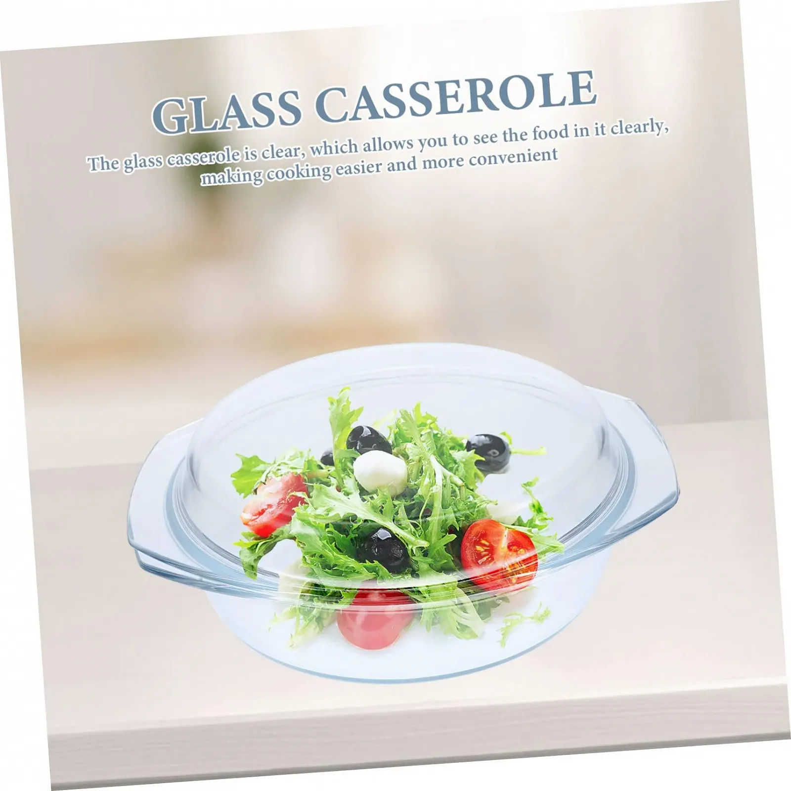 Стеклянная форма для запекания iplusmile Круглая Жаростойкая с крышкой, фото №3 Стеклянная форма для запекания iplusmile Круглая Жаростойкая с крышкой, фото №3