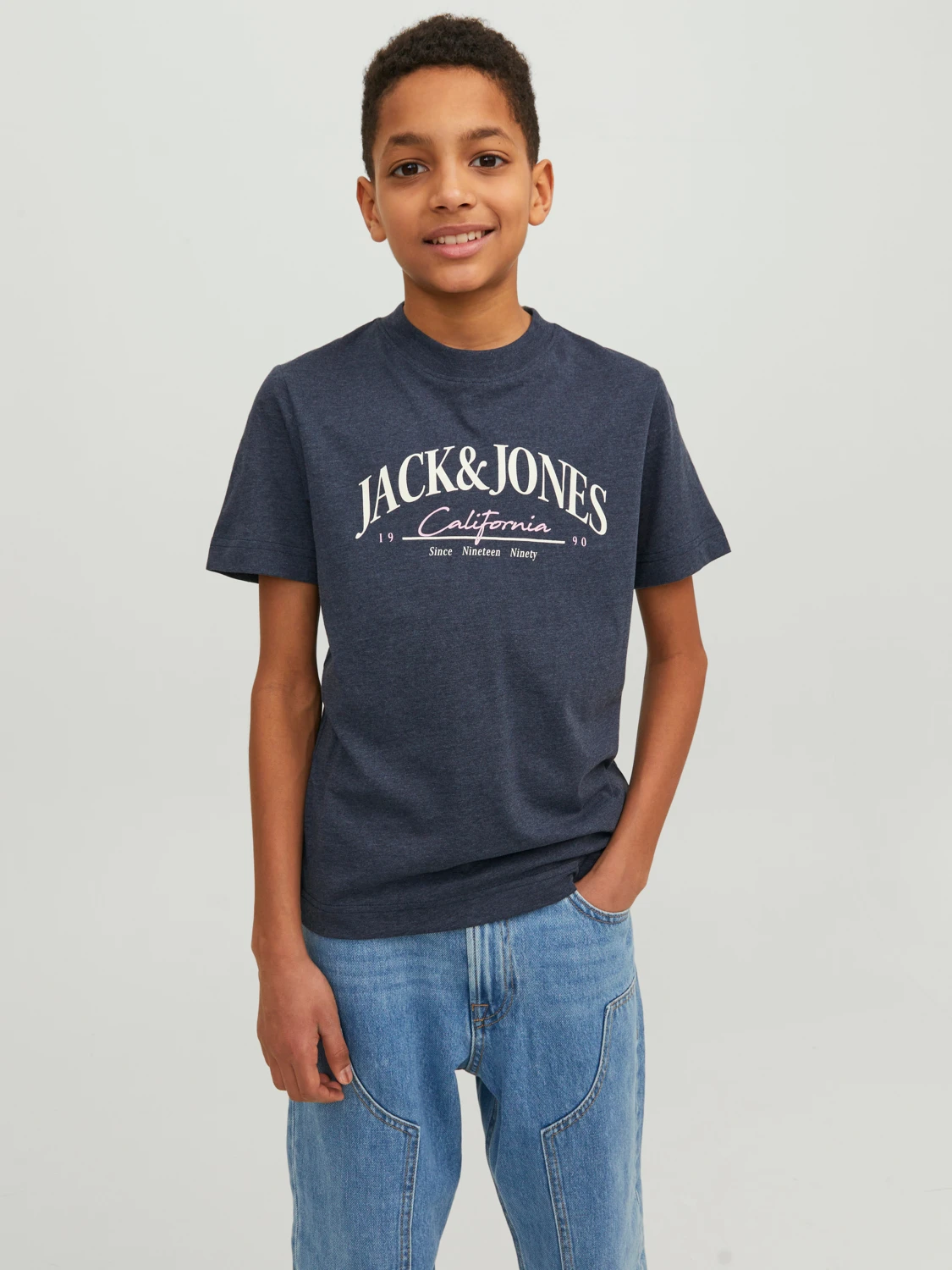 Футболка JORPALMA BRANDING TEE SS CREW NECK JNR 12235498- Blazer Jack&Jones Темно-синій M, фото №1