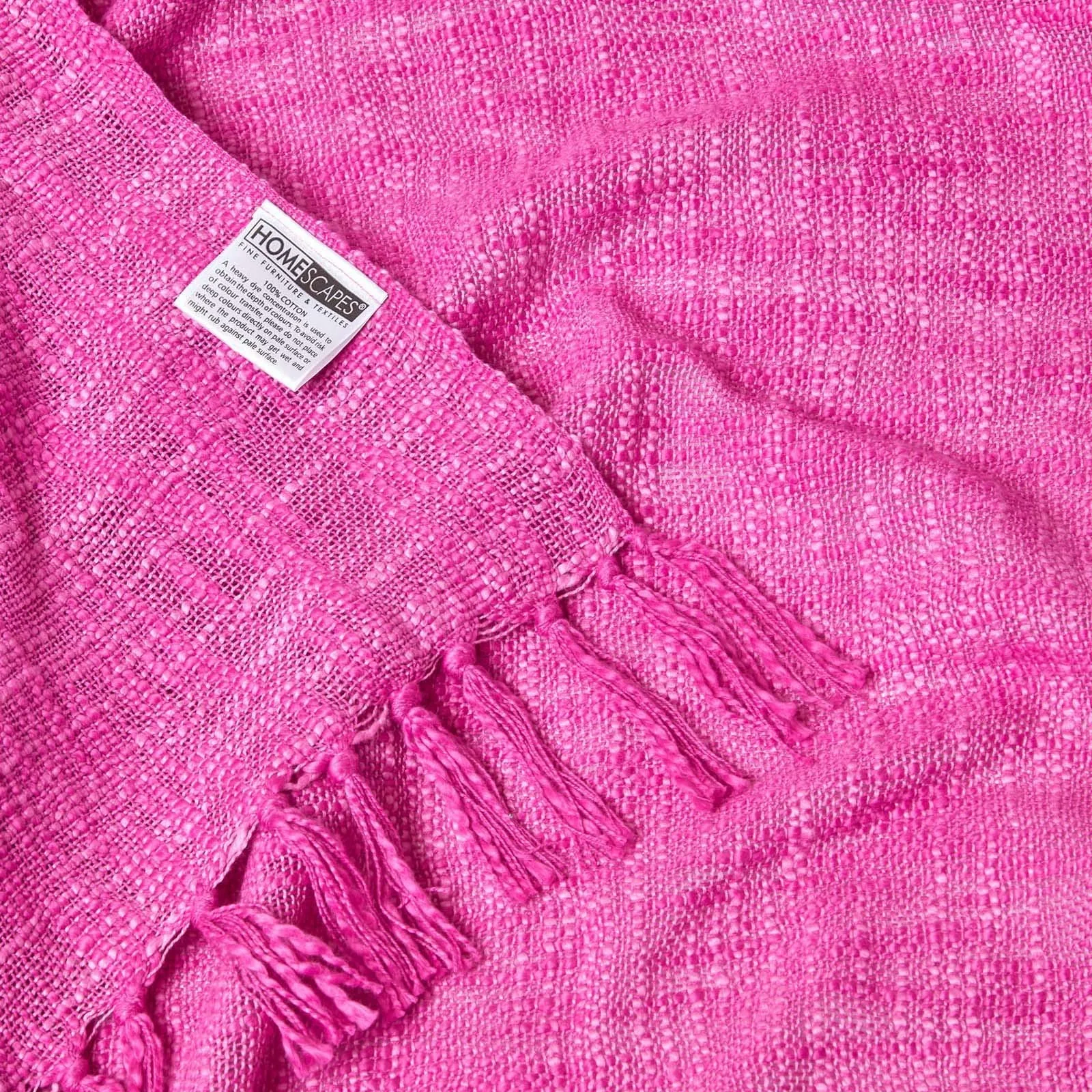 Покривало Homescapes Nirvana В'язаний вигляд 150 x 200 см Плед з 100% бавовни З бахромою, рожевий, фото №8