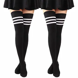 Шкарпетки DRESHOW Високі шкарпетки вище коліна, смугасті гольфи - Фото 1