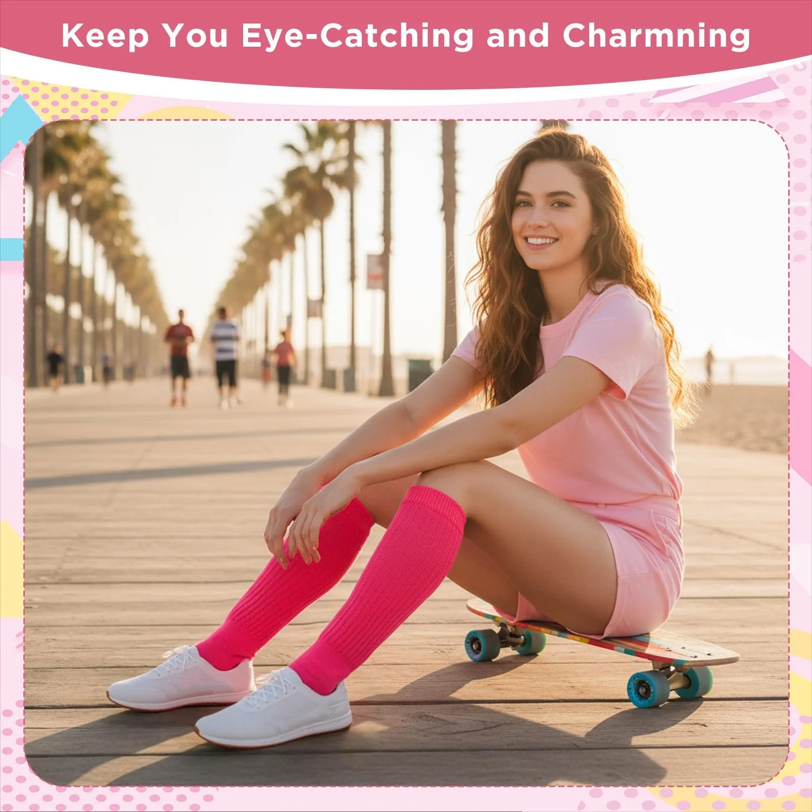 Пара неонових шкарпеток, подовжені вільні шкарпетки, фото №4