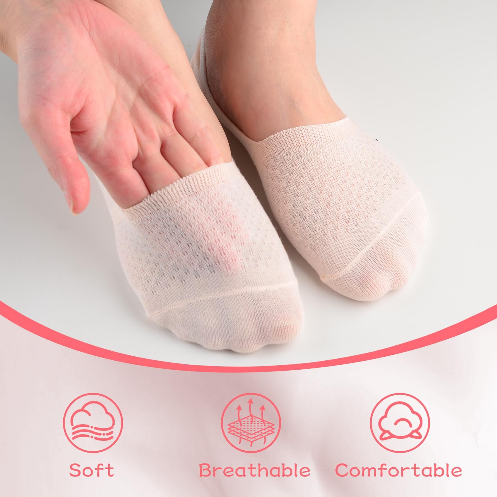 Женские носки Хлопок 35-40 Носки-невидимки Без логотипа Нескользящие с силиконовой накладкой, фото №3