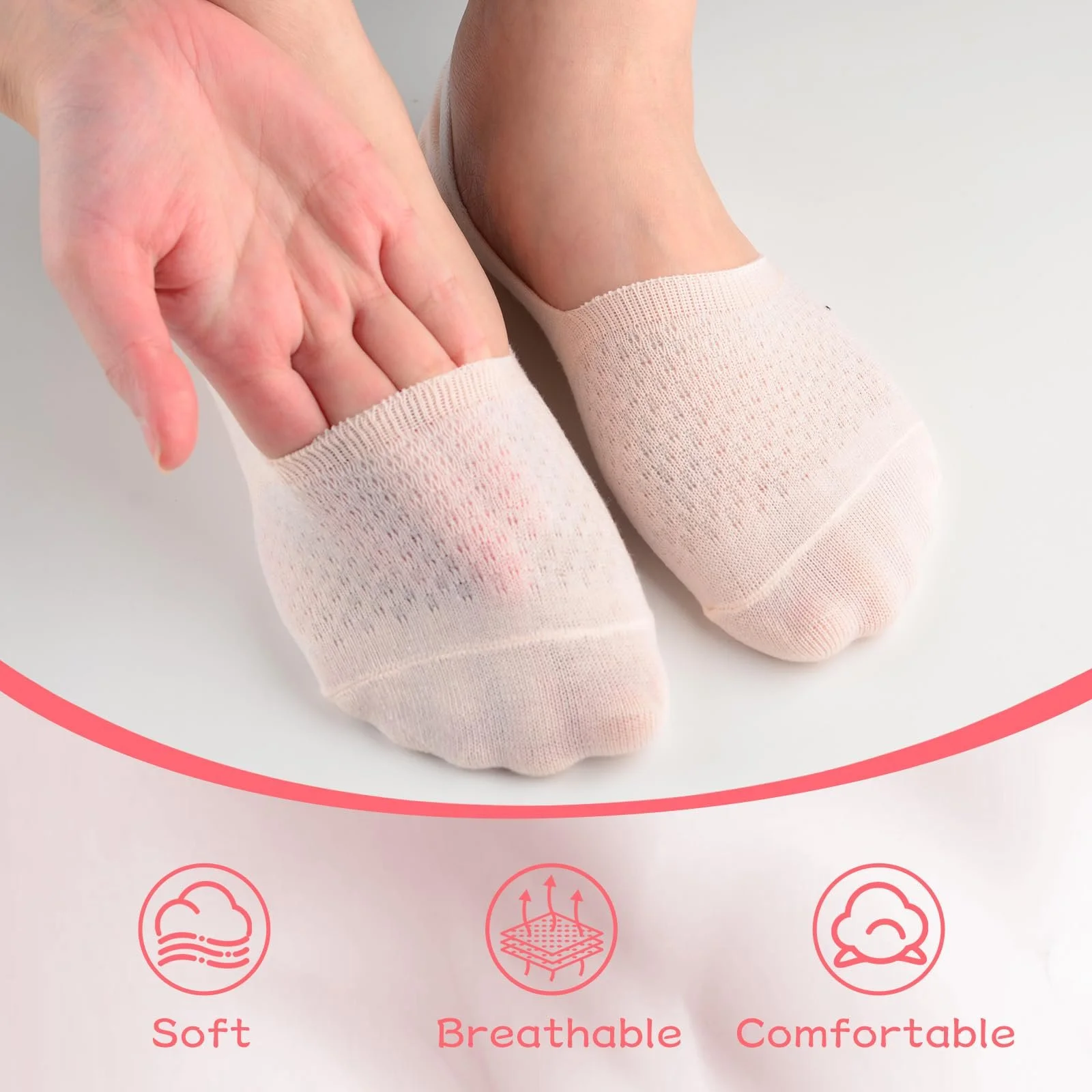 Женские носки Хлопок 35-40 Носки-невидимки Без логотипа Нескользящие с силиконовой накладкой, фото №3