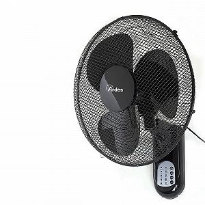 Вентилятор настенный ARDES AR5W40R, 40 см, с 3 вращающимися лопастями, с пультом дистанционного управления, автоматическим колебанием, регулируемым таймером и 3 уровнями скорости, черный - Фото 1