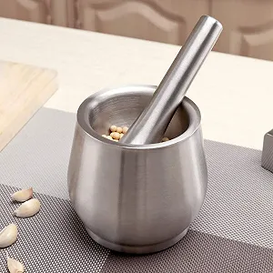 Ступка з товкачиком з нержавіючої сталі synthetic.ua - Фото 1