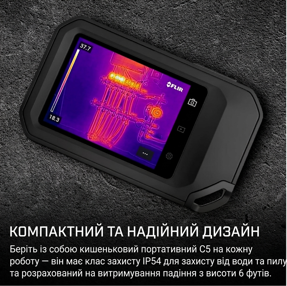 Тепловизор FLIR C5 / 160x120 / -20...+400°C / MSX / Wi-Fi / IP54 / 3.5" Touchscreen / Черный, фото №2