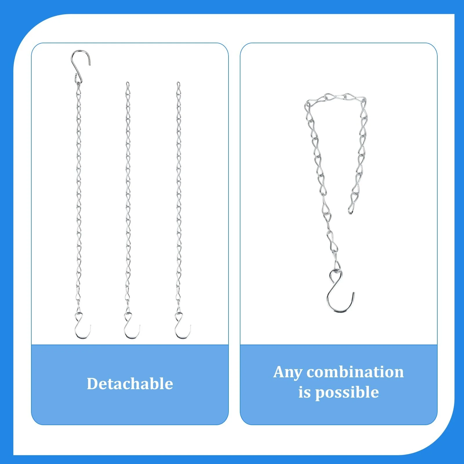 Ланцюги для підвісних горщиків Metal 3 Chain 40 см Set of 4 Silver, фото №3 Ланцюги для підвісних горщиків Metal 3 Chain 40 см Set of 4 Silver, фото №3