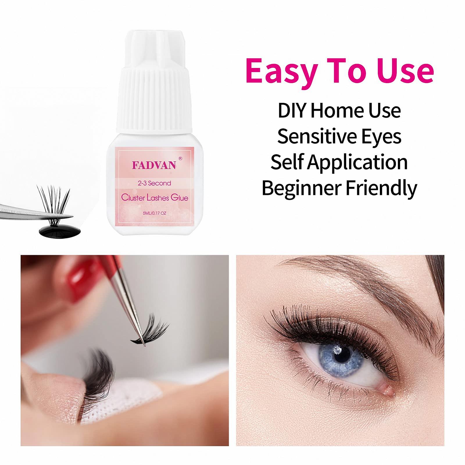 Клей для вій Cluster Lashes Прозорий Чорний Беззапаховий Гіпоалергенний, 1-2 секунди, 5 мл, фото №3