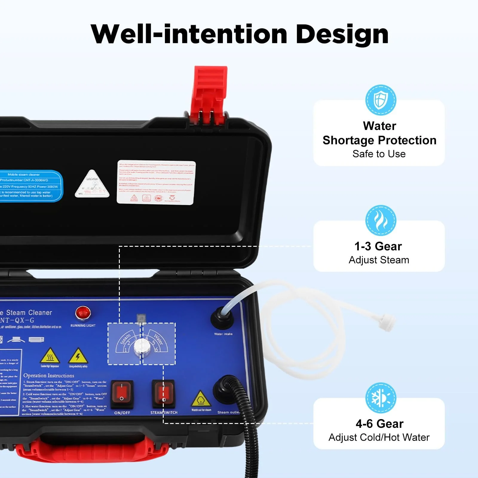 Пароочисник 3000 Вт 220 В 6 швидкостей 3-3.5 бар для дому та автомобіля, фото №5
