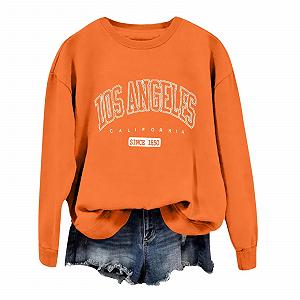 Женские свитшоты с графическим принтом букв Los Angeles California, аниме, персонализированные, с длинными рукавами, худи, комфортные, колледж, круглый вырез, стильный верх, эстетичный - Фото 1