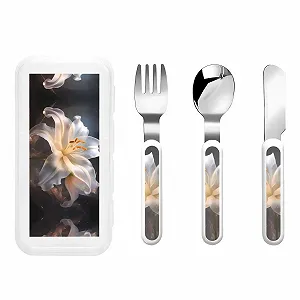 Набір дитячих столових приборів Magic Lily з принтом, три предмети, багаторазовий - Фото 1