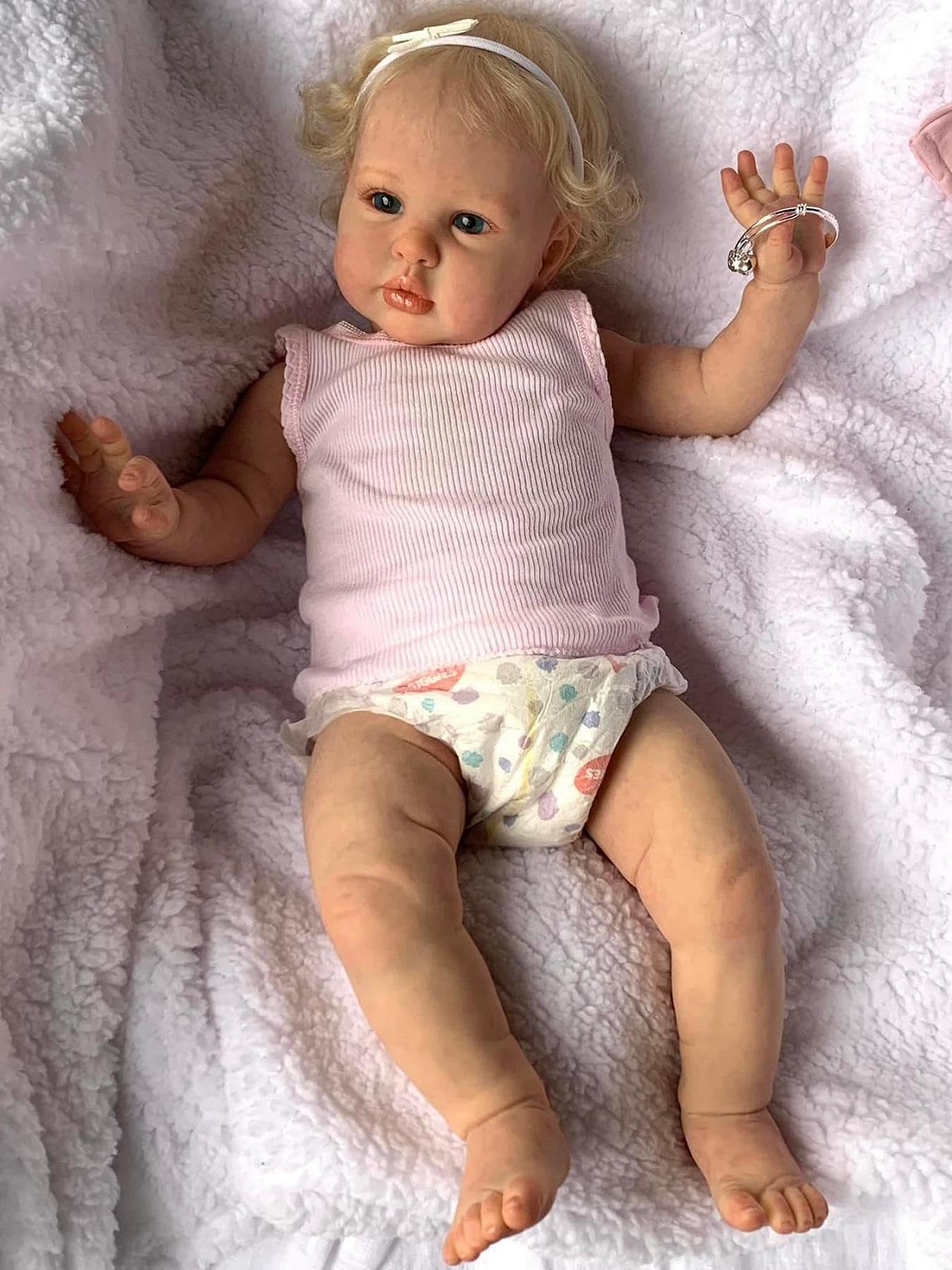 Лялька Anano Reborn Baby Eyes Open 24 Inch Силіконова Baby Girl Реалістична Lifelike Baby Dolls Reborn з волоссям і іграшками, фото №4