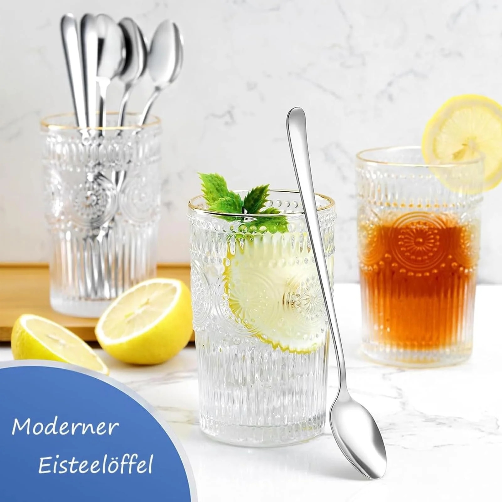 Ложка для лате макіато з нержавіючої сталі, 19.7 см, набір 12 штук, фото №5