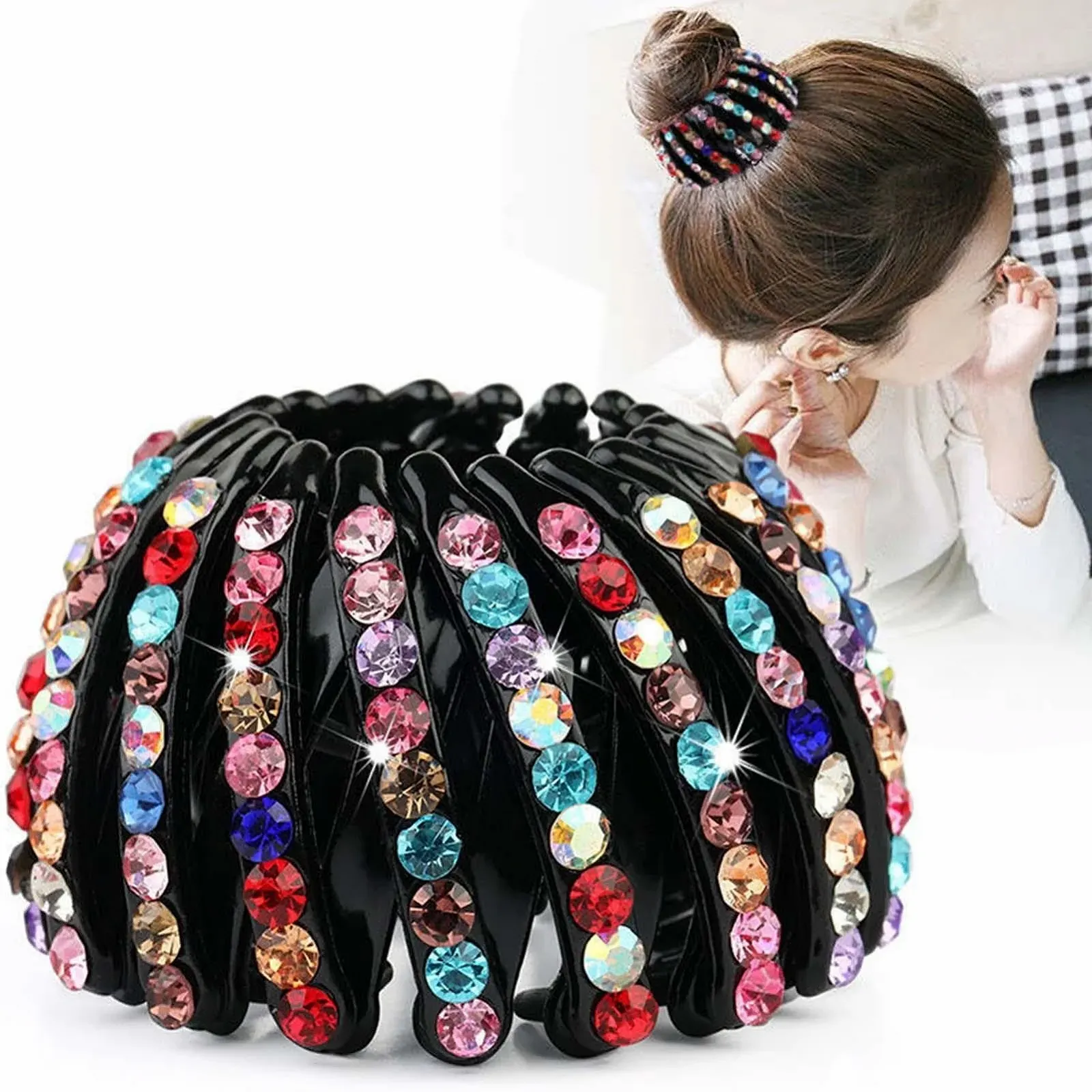 Заколка для волос Тип «Птичье гнездо» Bexdug со стразами, расширяемая, держатель для волос со стразами, аксессуары для волос, пучок со стразами «Птичье гнездо», зажим для волос «Птичий хвост» для женщин и девушек, фото №5