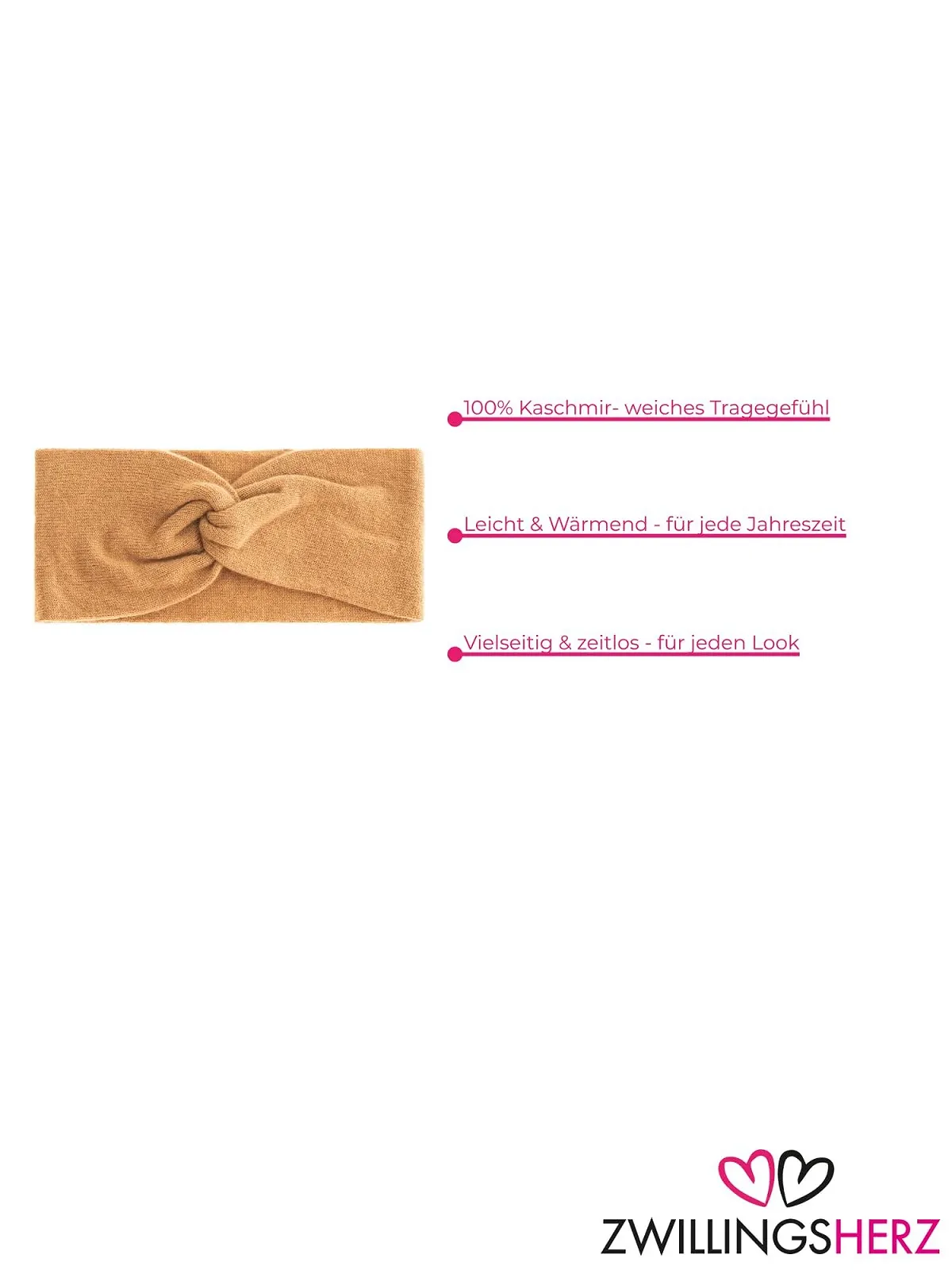 Пов'язка на голову Zwillingsherz з 100% кашеміру, високоякісна, фото №3