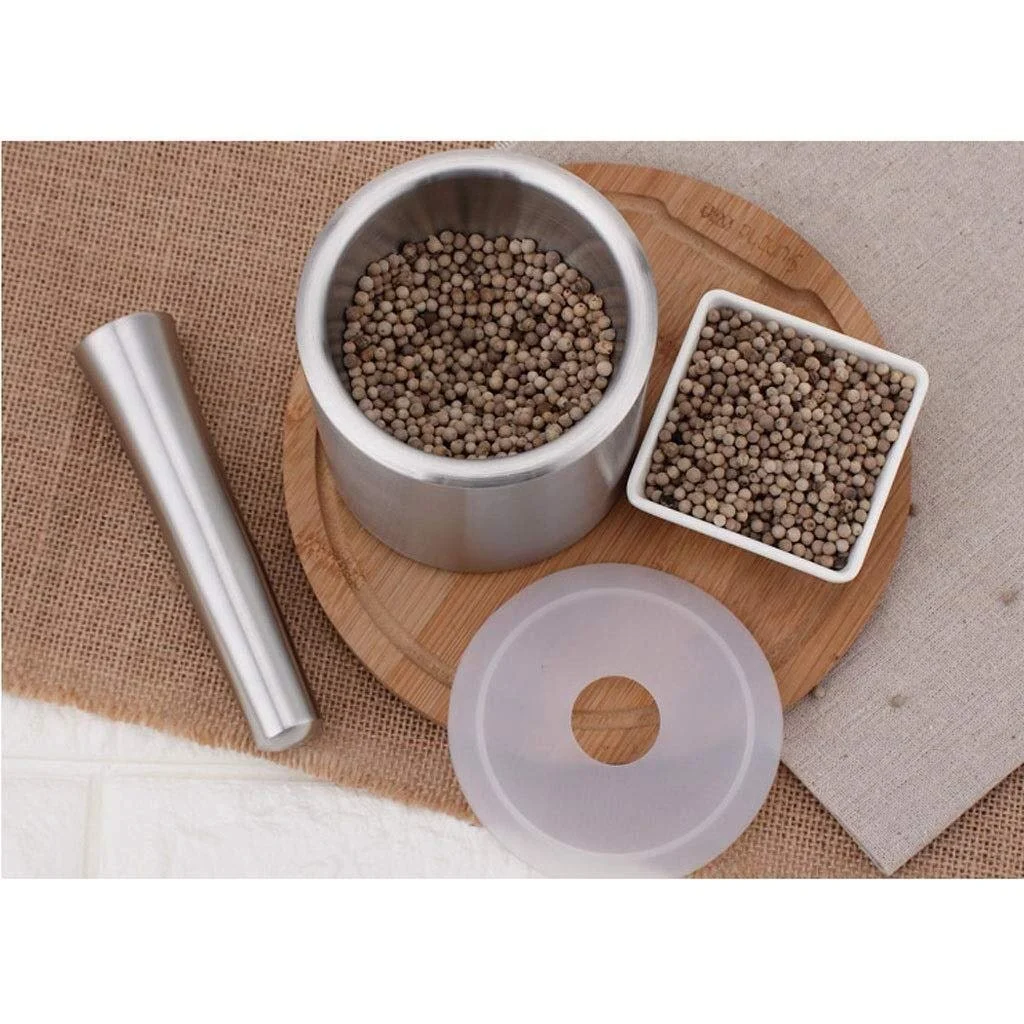 Ступка з товкачиком 304 Stainless Steel для дому, для спецій з гумовою основою, щоб уникнути ковзання, для спецій, фото №8