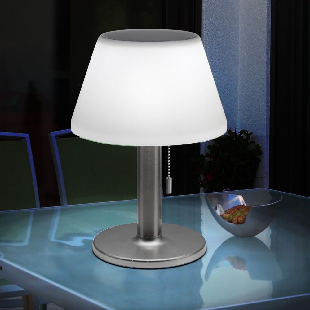 Настільна лампа etc-shop Сонячна вулична IP44 Акумуляторна з вимикачем 10x LED 18,5x28 см Біла, фото №5