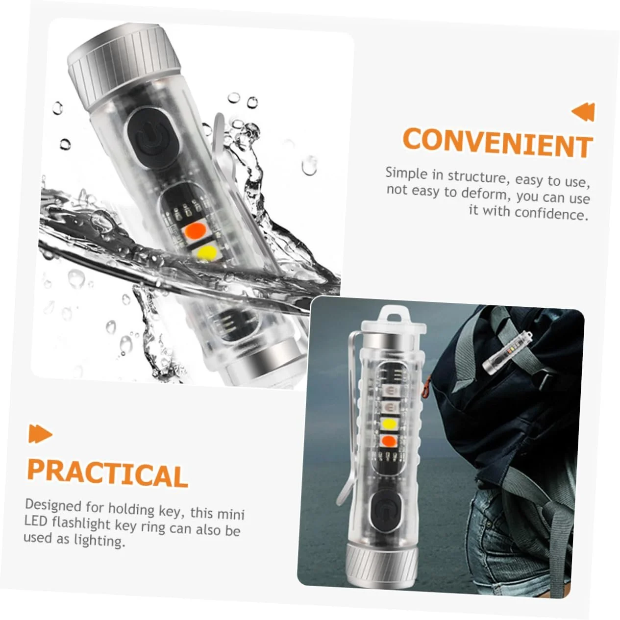 Брелок-фонарик Yardwe 3шт Перезаряжаемый фонарик LED Рыболовный фонарик Брелоки Мини фонарик Брелок Фонарики для кемпинга Маленькие фонарики, фото №7