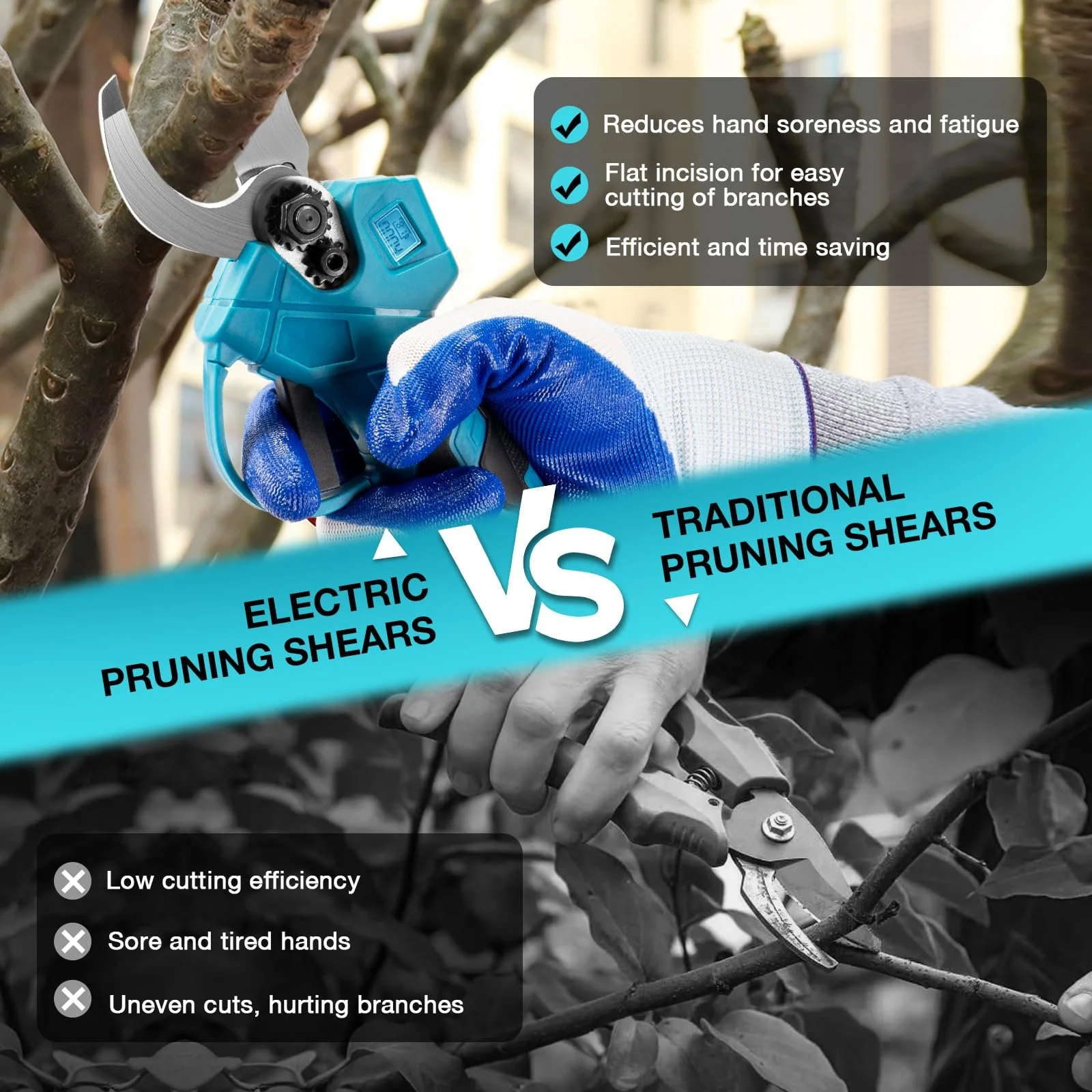 Електричні садові ножиці Makita 15-30 мм 21 V, сині (без акумулятора), фото №3 Електричні садові ножиці Makita 15-30 мм 21 V, сині (без акумулятора), фото №3