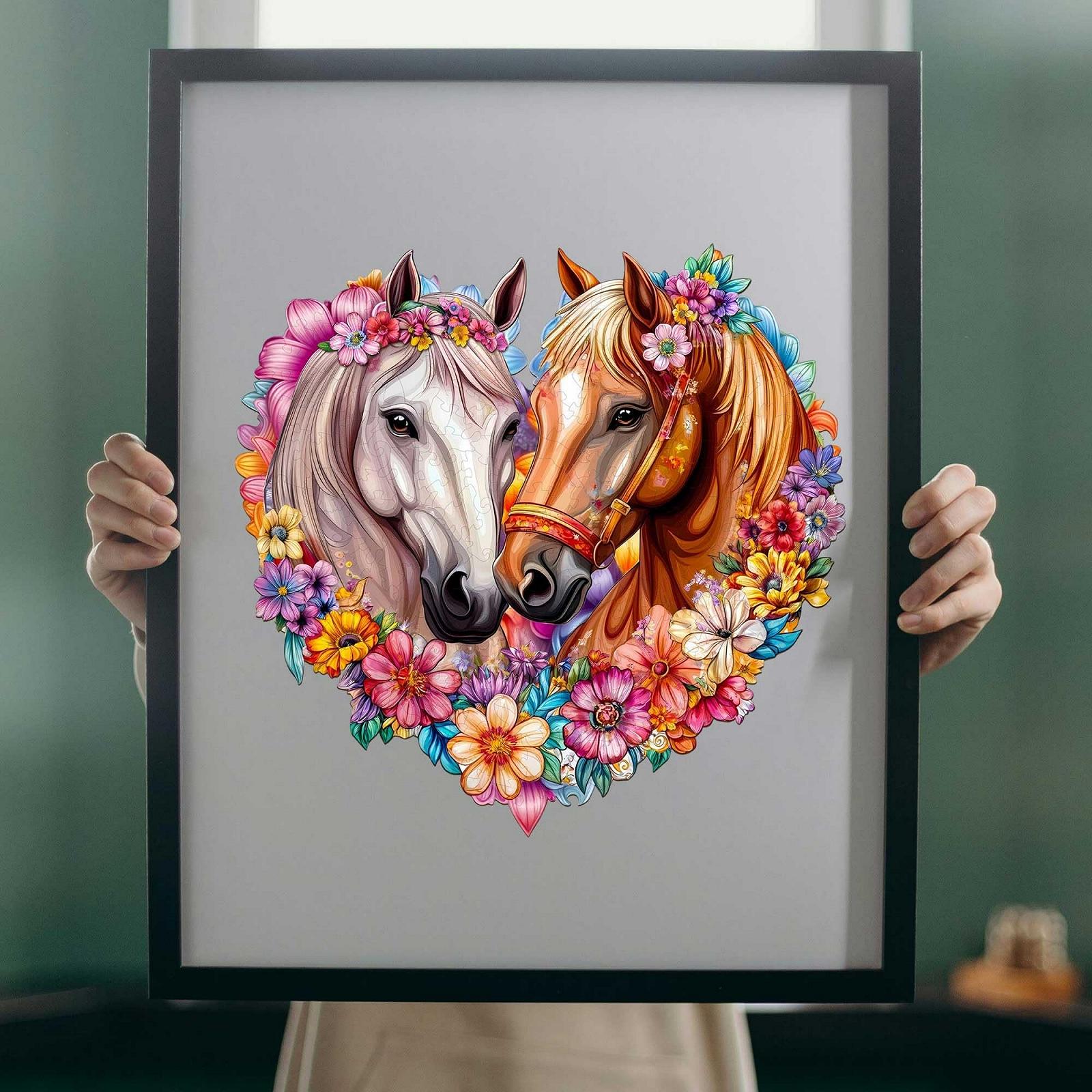 Дерев'яний пазл Horses in Love 265 деталей у коробці з міні-мольбертом, фото №4