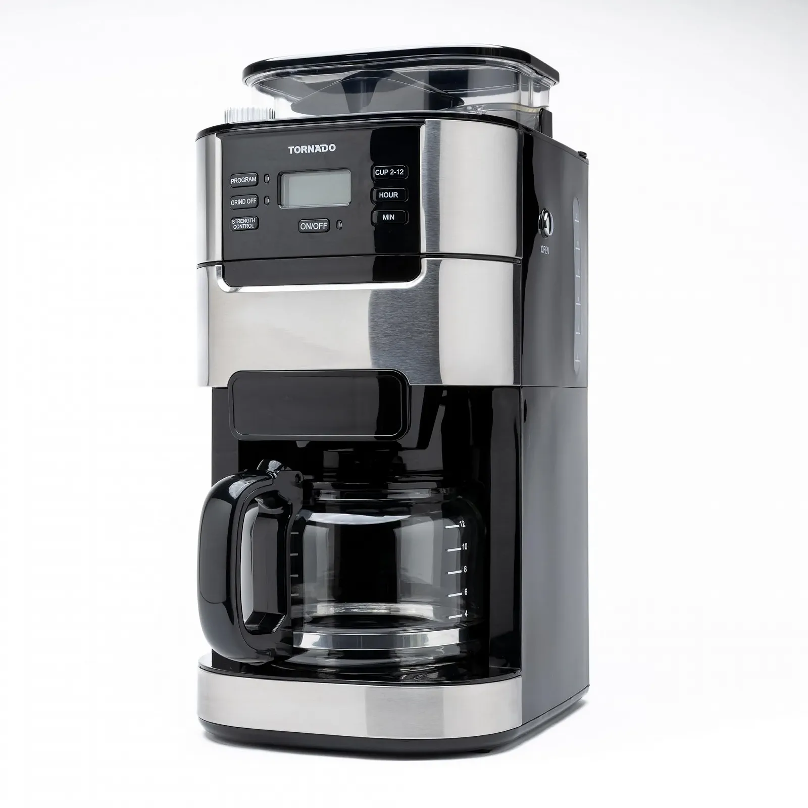 Кавомашина Tornado TCM-1025A-GS з конічною кавомолкою 1.5 L 12 чашок Нержавіюча сталь, фото №5