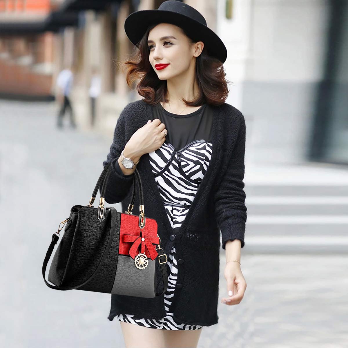 Сумка жіноча Nicole & Doris з верхньою ручкою, чорна A, ретро, фото №2