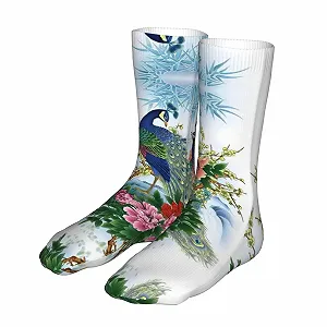 Забавные Носки с Подсолнухами для Женщин и Мужчин Мягкие Уютные Носки Теплые Зимние Носки Средней Длины, peacock synthetic.ua - Фото 1