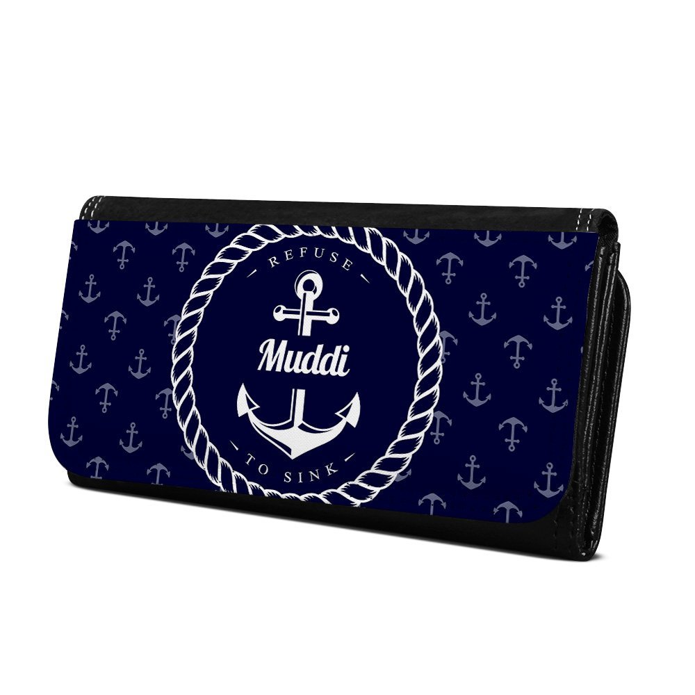 Кошелек Muddi Anchor Design черный с именем, фото №1