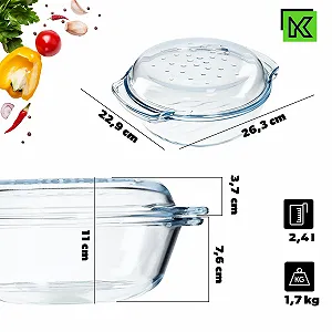 Скляна жаровня KADAX Acri з кришкою, прямокутна 5.8 л synthetic.ua - Фото 1