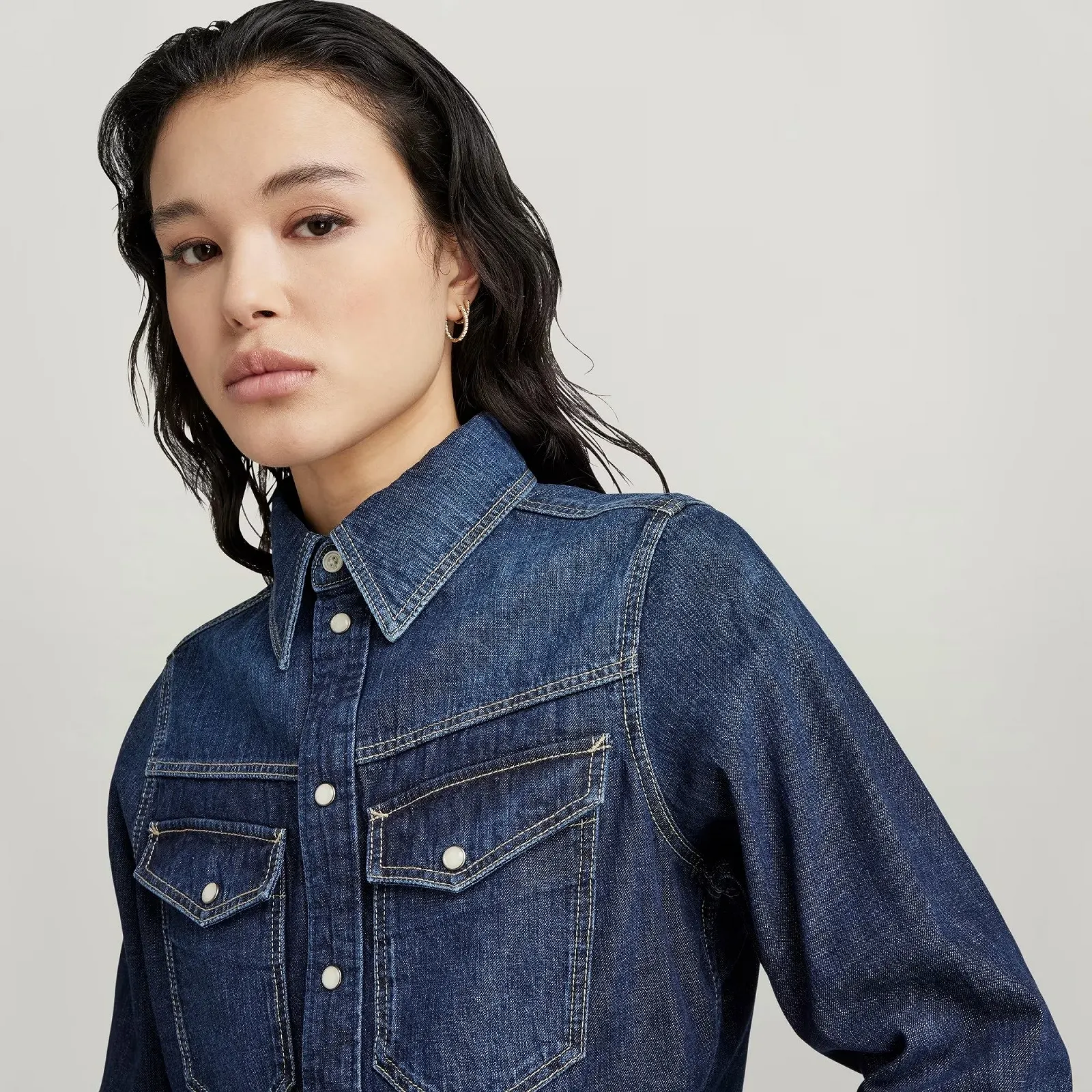 Женская рубашка G-Star RAW  Slim Denim Shirt - M, фото №5