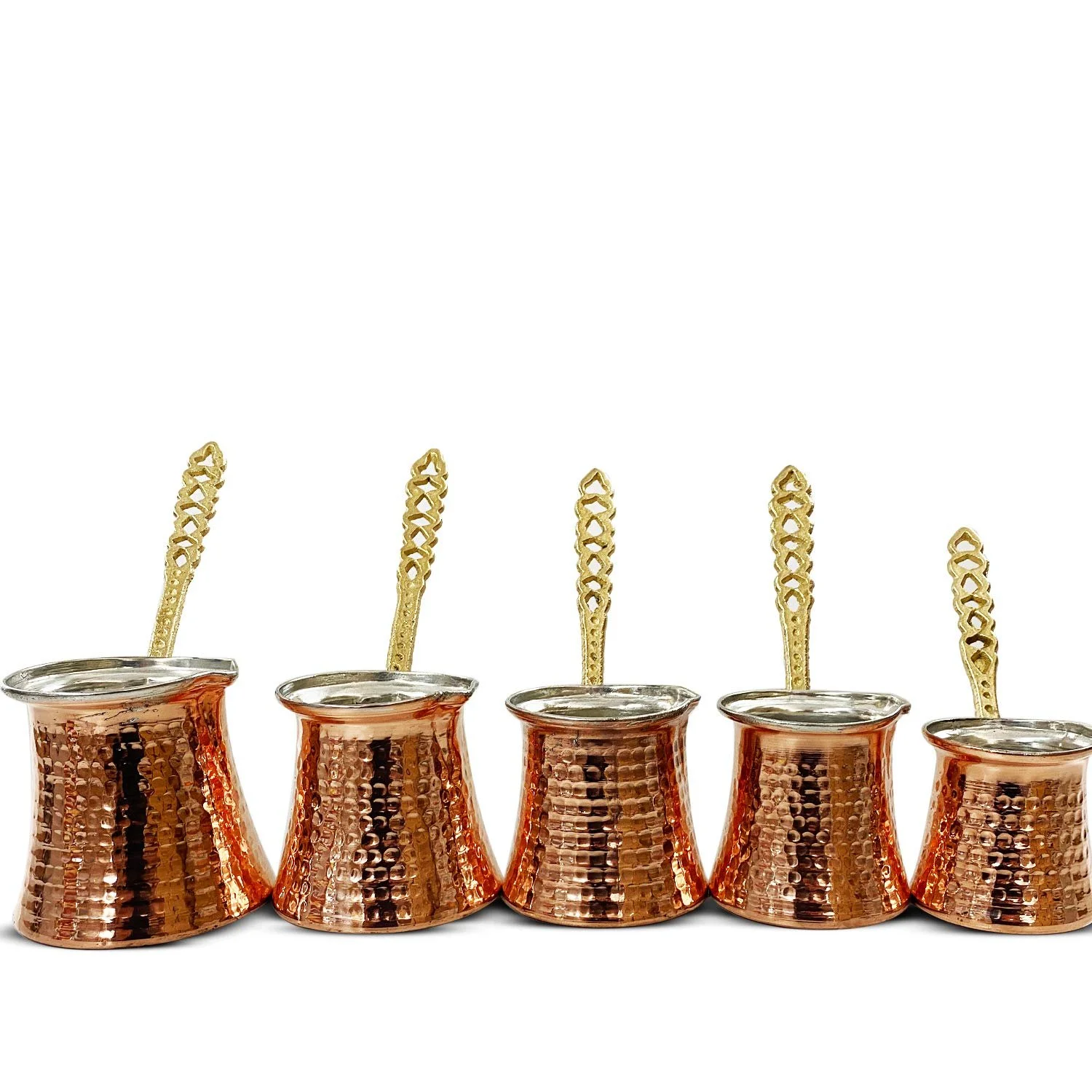 Джезва Турецька мідна Набір 5 штук Різні розміри 150 Мока Кувшин 450 мл, фото №2 Джезва Турецька мідна Набір 5 штук Різні розміри 150 Мока Кувшин 450 мл, фото №2