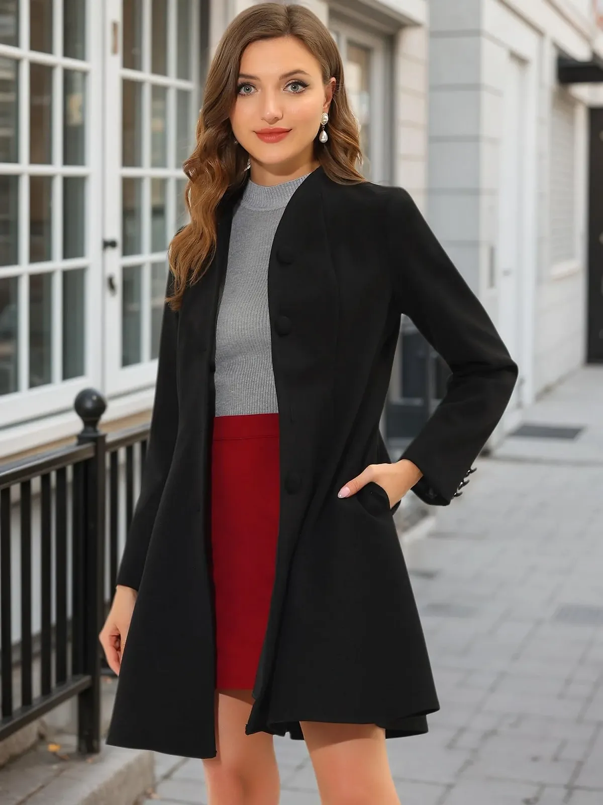 Пальто Allegra K A-силуэта, с длинными рукавами,, фото №2 Пальто Allegra K A-силуэта, с длинными рукавами,, фото №2